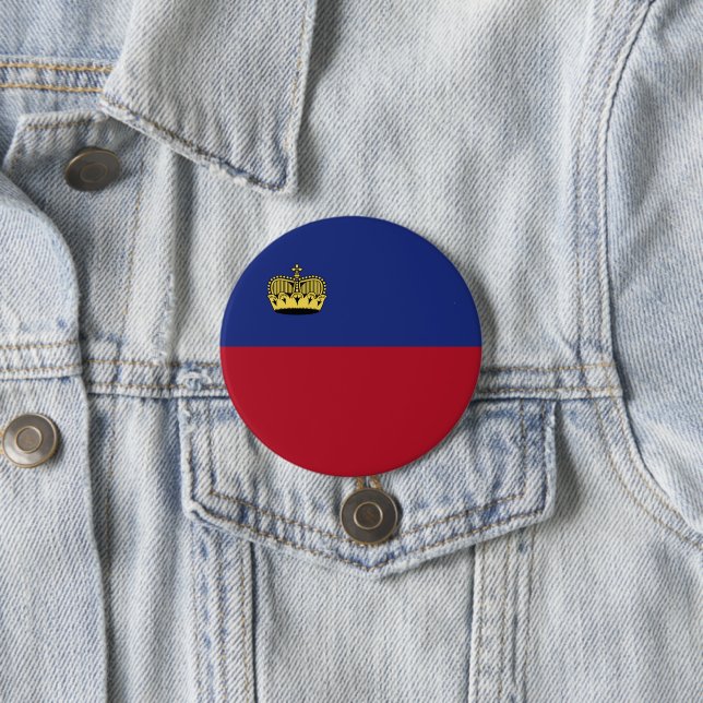 Liechtenstein flag 3 inch round button (In Situ)