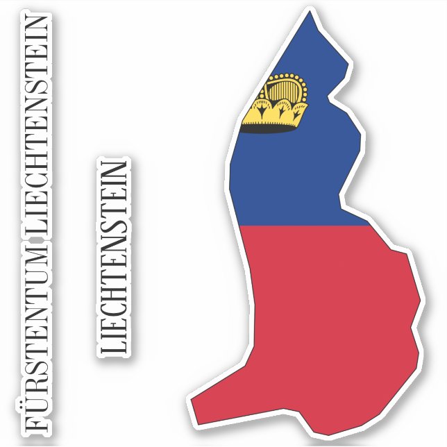Liechtenstein Flag Map Outline (Front)