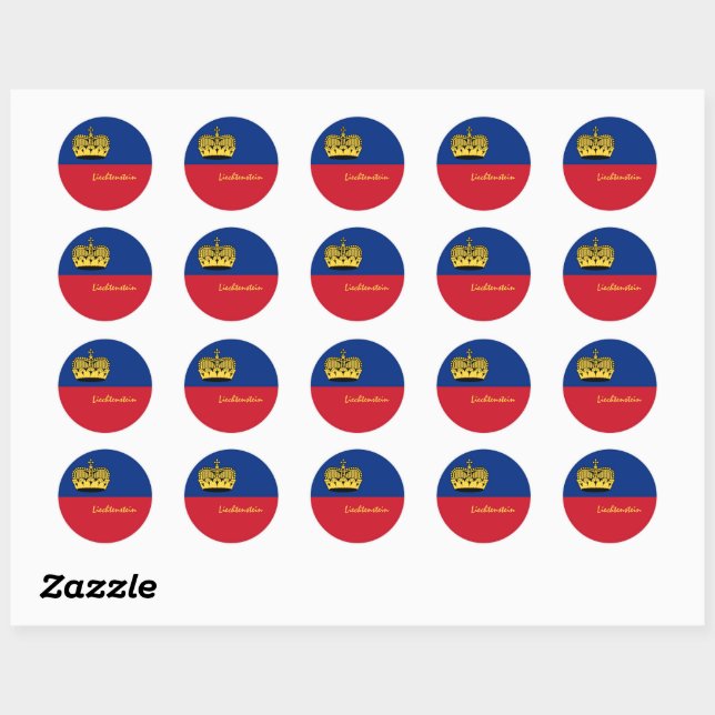 Liechtenstein flag patriots, holiday / sports classic round sticker (Sheet)