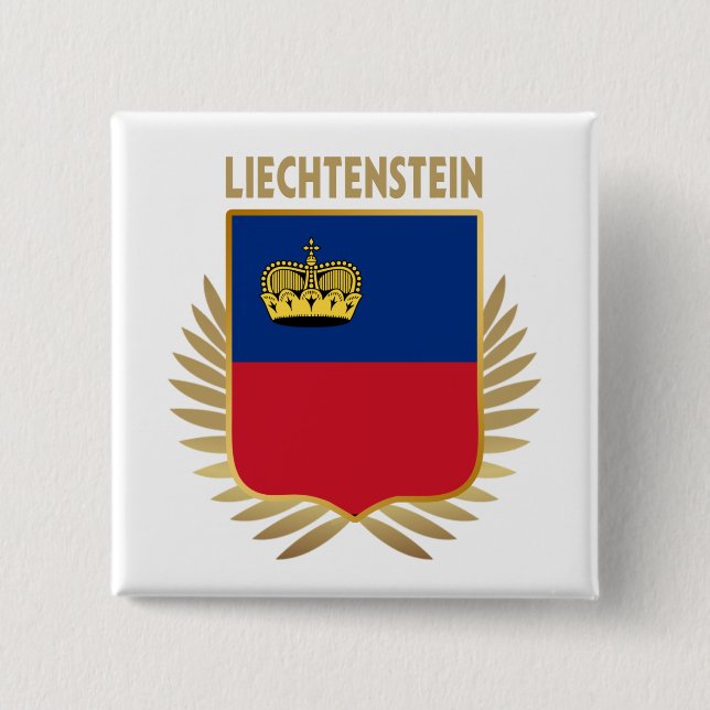Liechtenstein Flag Shield 2 Inch Square Button (Front)
