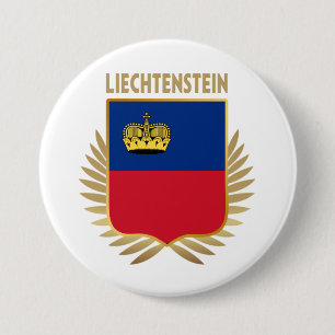 Liechtenstein Flag Shield 3 Inch Round Button