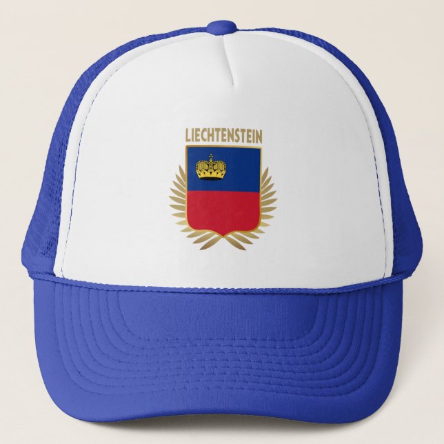 Liechtenstein Flag Shield Trucker Hat (Front)