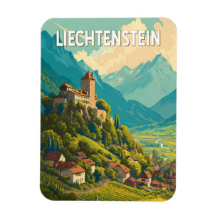 Liechtenstein Illustration Travel Art Vintage Magnet