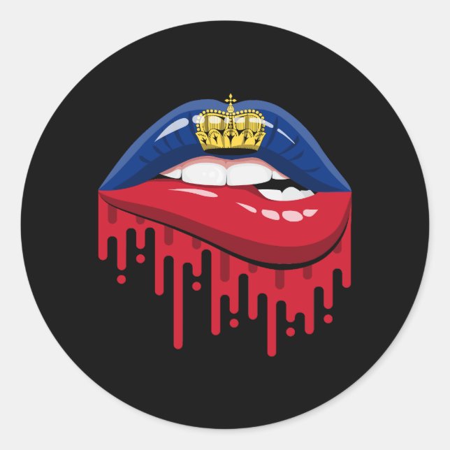Liechtenstein lips pride root flag classic round sticker (Front)