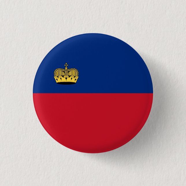 Liechtensteiner Flag, Flag of Liechtenstein 1 Inch Round Button (Front)