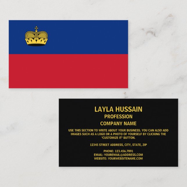 Liechtensteiner Flag, Flag of Liechtenstein Business Card (Front/Back)