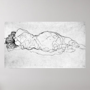 Liegende, back figure by Gustav Klimt Poster