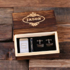 Lien de Cufflink gravé avec barre de Cravate et cl