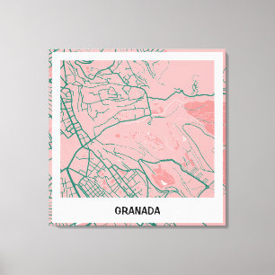 Lienzo map minimalist Granada - Rosa-verde Canvas Print