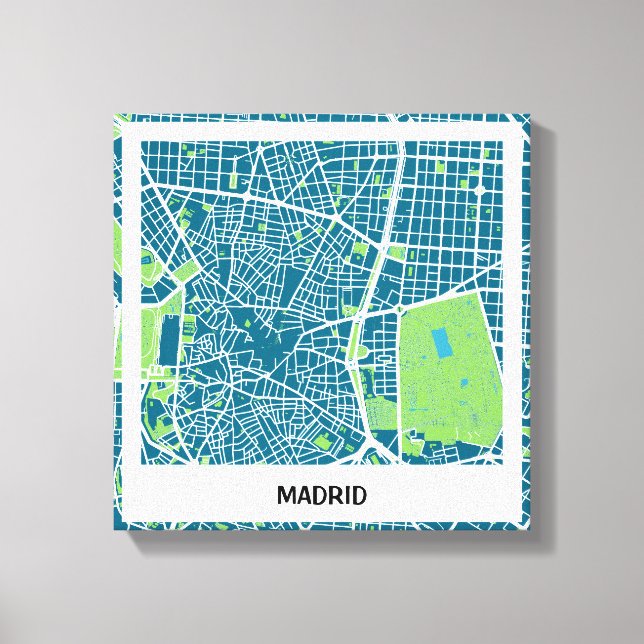 Lienzo map minimalist Madrid - Azul-Verde Canvas Print (Front)