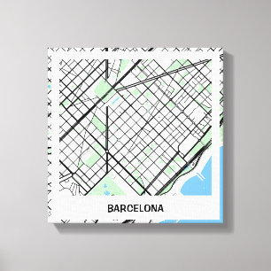 Lienzo minimalist map Barcelona - Natural color Canvas Print