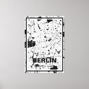 Lienzo minimalist map Berlin - Black-White Canvas Print