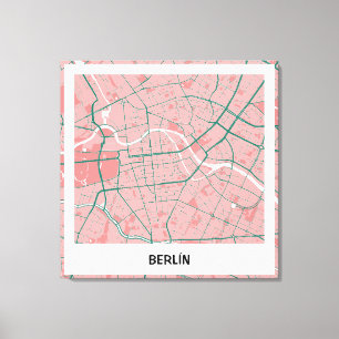 Lienzo minimalist map Berlin - Rosa-green Canvas Print