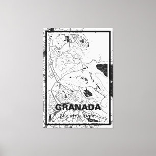 Lienzo minimalist map Grenada - Black-White Canvas Print