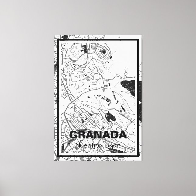Lienzo minimalist map Grenada - Black-White Canvas Print (Front)