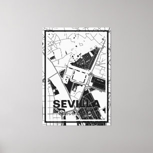 Lienzo minimalist map Sevilla - Black-White Canvas Print