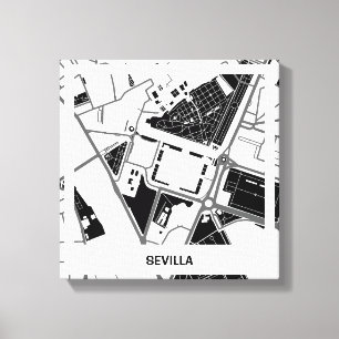 Lienzo minimalist map Sevilla - Blanco-Negro Canvas Print