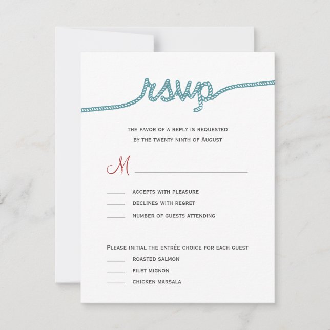 Lier les cartes RSVP de mariage de noeud (Devant)