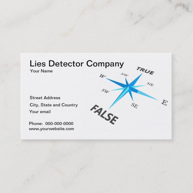 Lies Detector Company Business Card (Front)