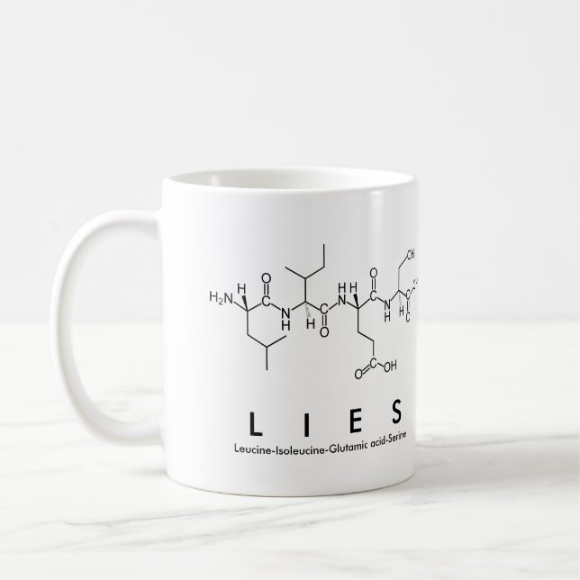 Lies peptide name mug (Left)