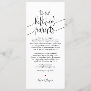 Lieu Cadre Carte de remerciements pour les parents