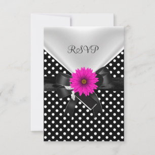 Lieu de fête RSVP pois noir blanc rose