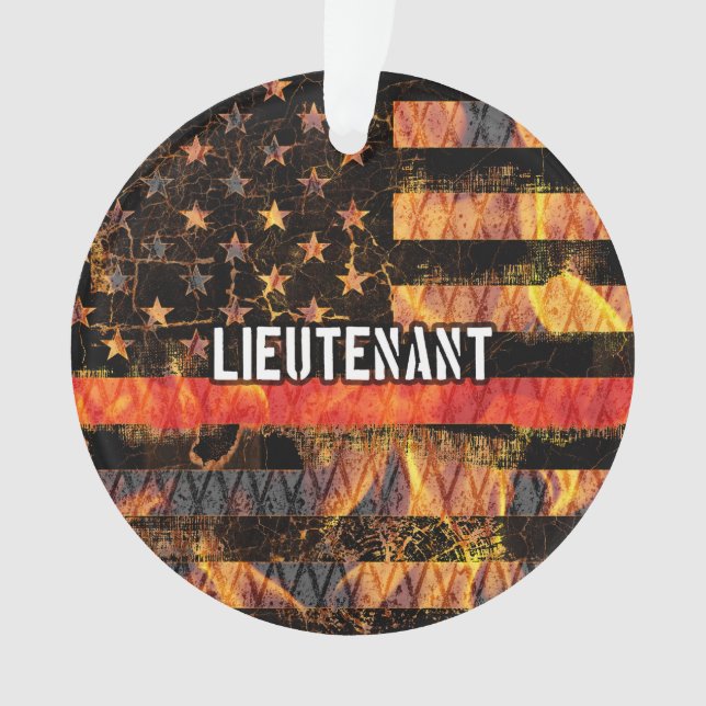 Lieutenant Firefighter Flag Ornament (Front)
