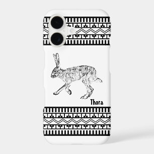 Lièvre Jackrabbit Noir Géométrique Personnalisé Su