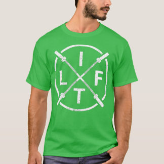 LIF Weightlifting Fitness  Barbells Crossed Circle T-Shirt