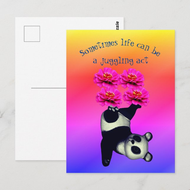 Life A Juggling Act Panda Bear Inspirational  Postcard (Front/Back)