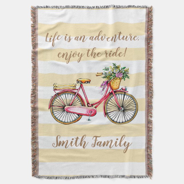 Life Adventure Bicycle Custom Throw Blanket (Front Vertical)