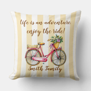 Life Adventure Bicycle Custom Throw Pillow