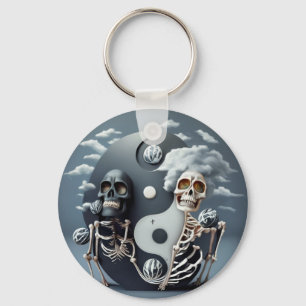 Life and Death, Halloween YinYang Skeleton Keychain