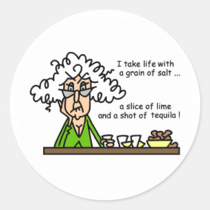 Life and Tequila Humour Classic Round Sticker
