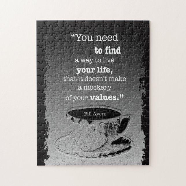 Life and Values, Illustrated Existentialism quote Jigsaw Puzzle (Vertical)