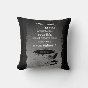 Life and Values, Illustrated Existentialism quote Throw Pillow