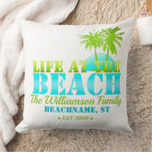 Life at the Beach Personalized Throw Pillow (Blanket)