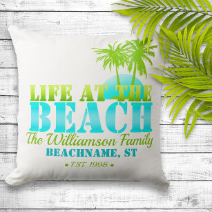 Life at the Beach Personalized Throw Pillow