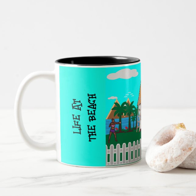 Life At The Beach Two-Tone Coffee Mug (With Donut)