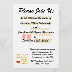 life be like without salsa orange text red congas invitation
