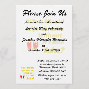 life be like without salsa yellow text red congas invitation