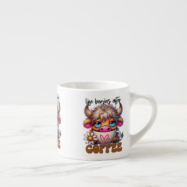 Life Begins After Coffee  Espresso Cup (Right)