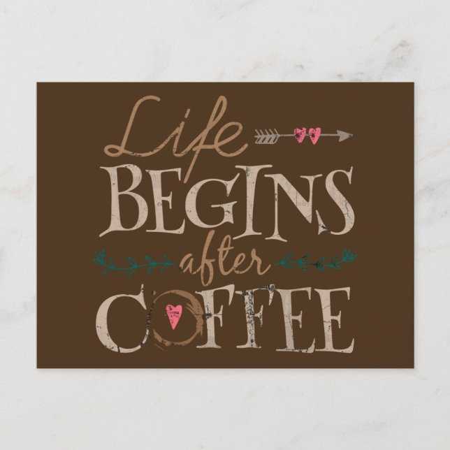 Life Begins After Coffee Postcard (Front)