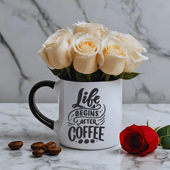 Life Begins After Coffee, Quote Sublimation Design Mug (Creator Uploaded)