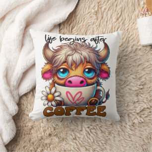 Life Begins After Coffee  Throw Pillow
