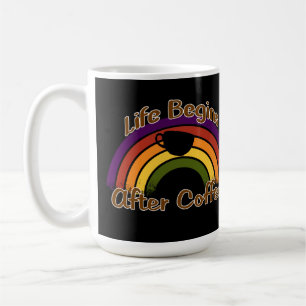Life Begins After Coffee - Vintage Rainbow Mug
