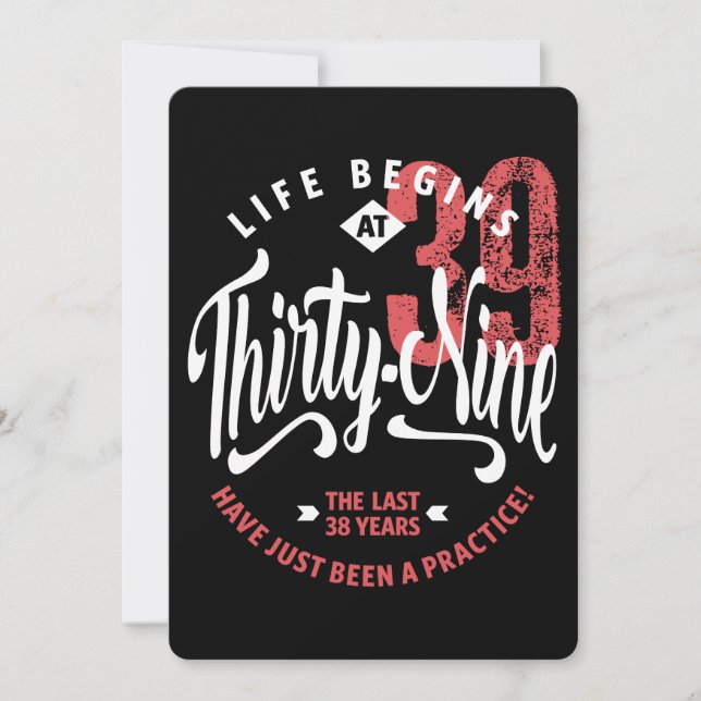 Life Begins at 39 | 39th Birthday Card (Front)