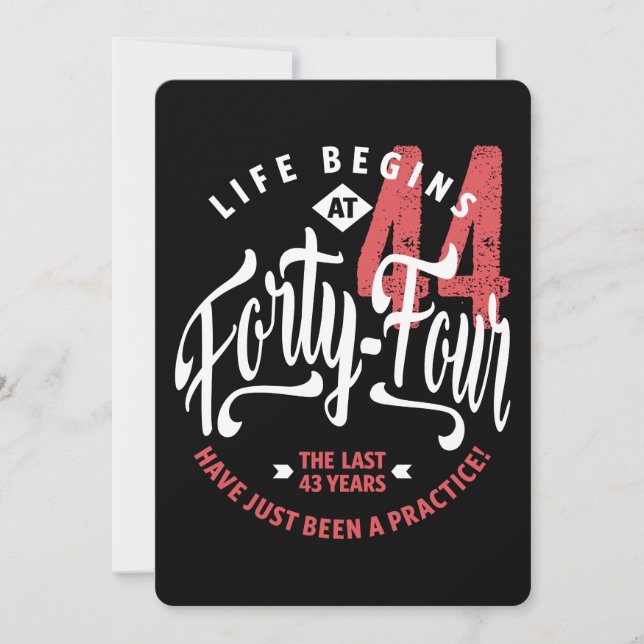 Life Begins at 44 | 44th Birthday Card (Front)