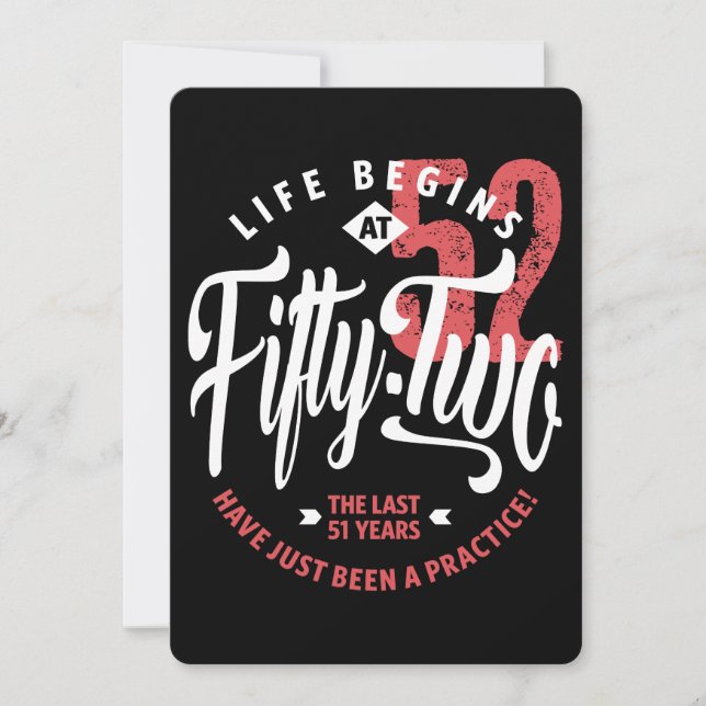 Life Begins at 52 | 52nd Birthday Card (Front)