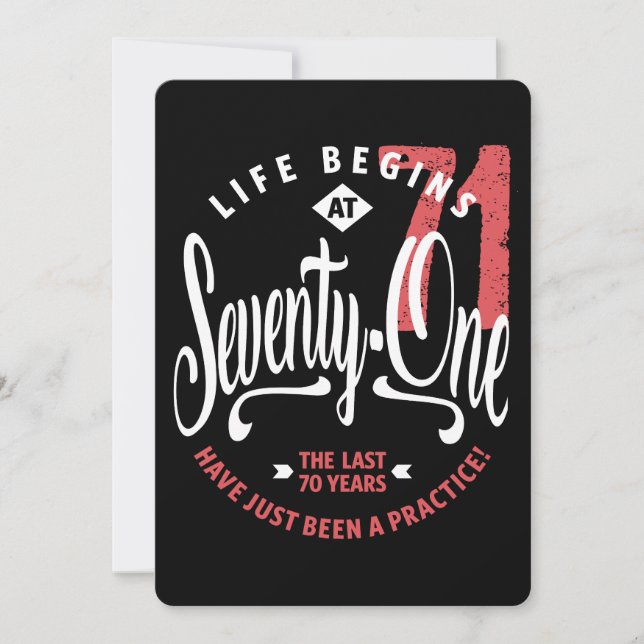 Life Begins at 71 | 71st Birthday Invitation (Front)